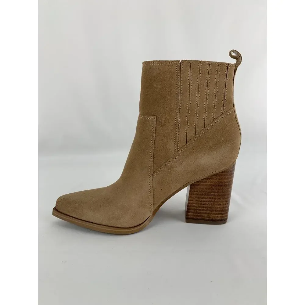Marc Fisher Marela Boot Womens Size 8M Dark Natural Brown Tan Suede Ankle New
